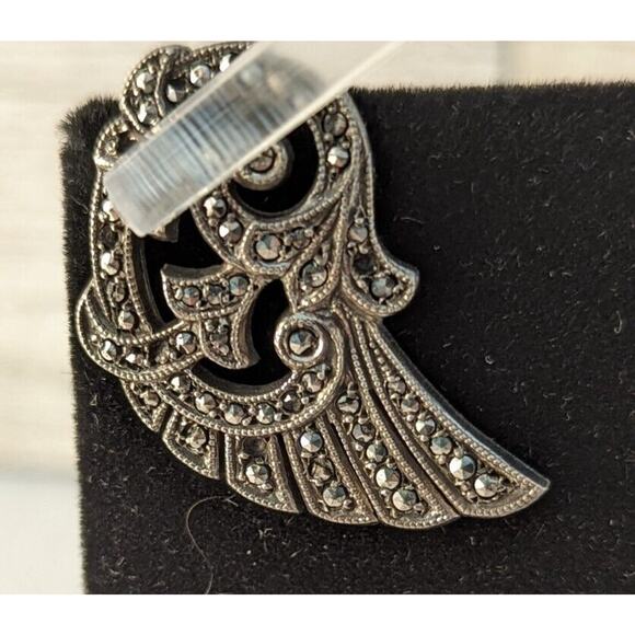 Marcasite earrings Posts Couple of Stones Missing see photos Art Deco - Picture 2 of 10